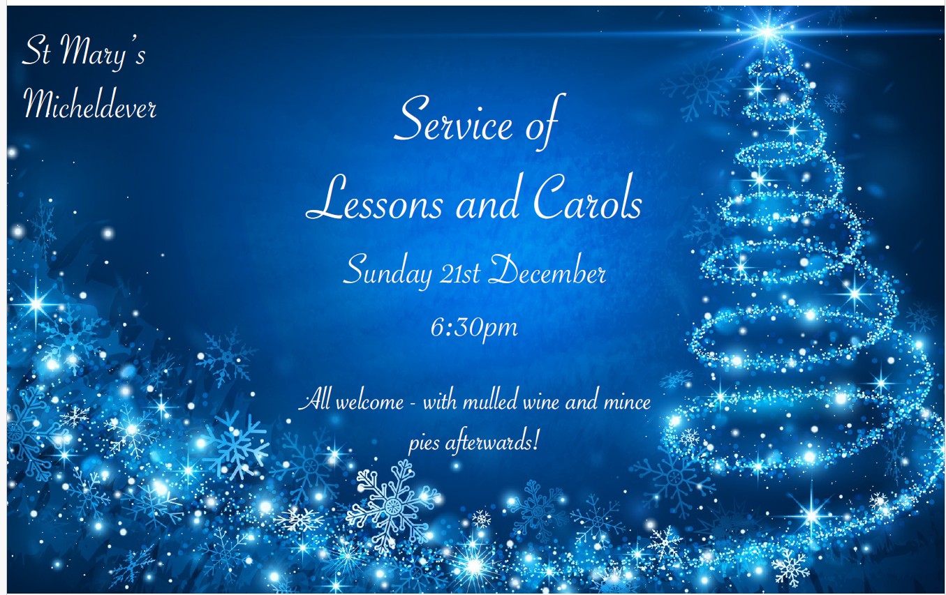 Christmas Carol service 21st December at 6.30pm