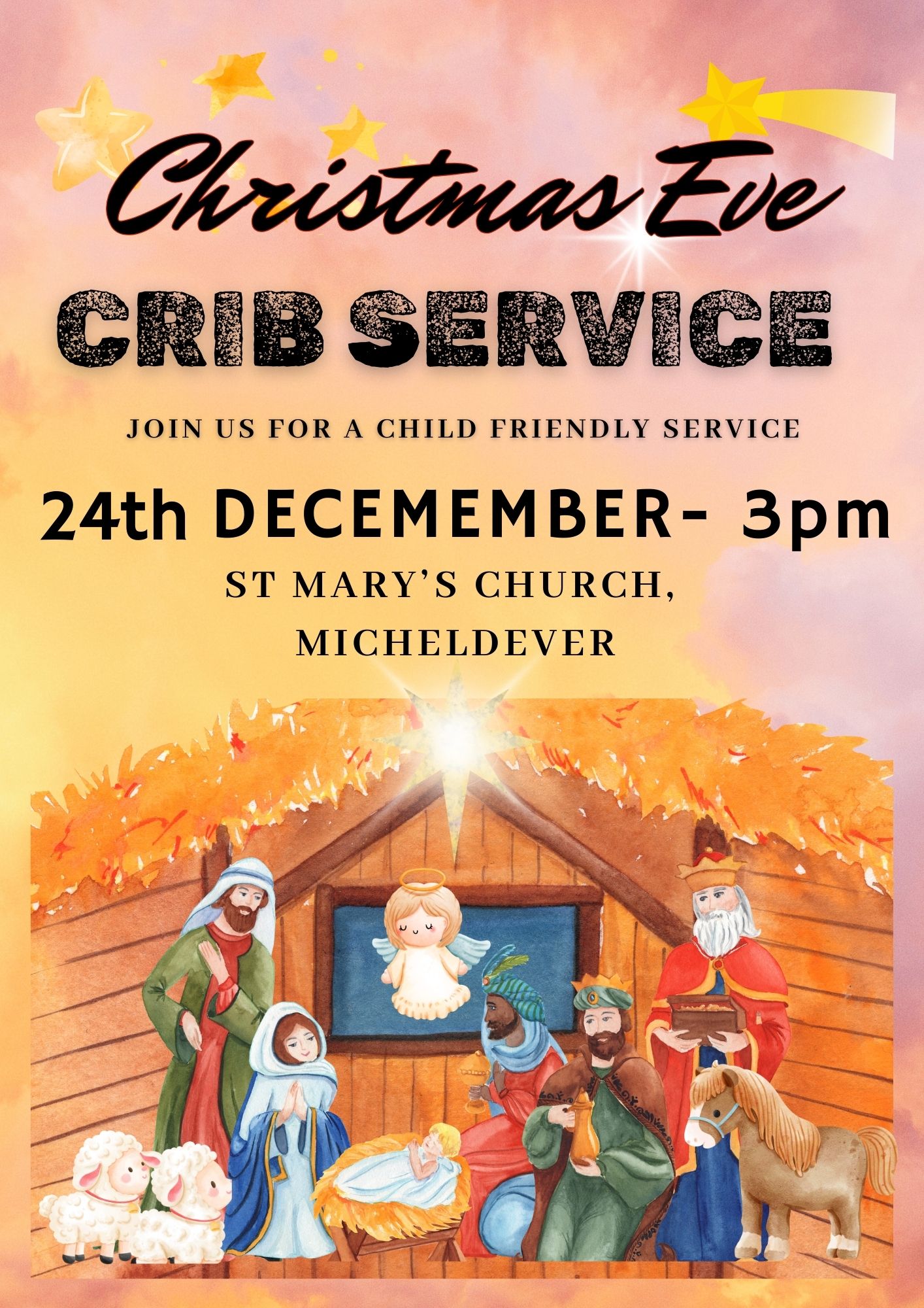 Christmas Eve Crib Service Invitation (A4)