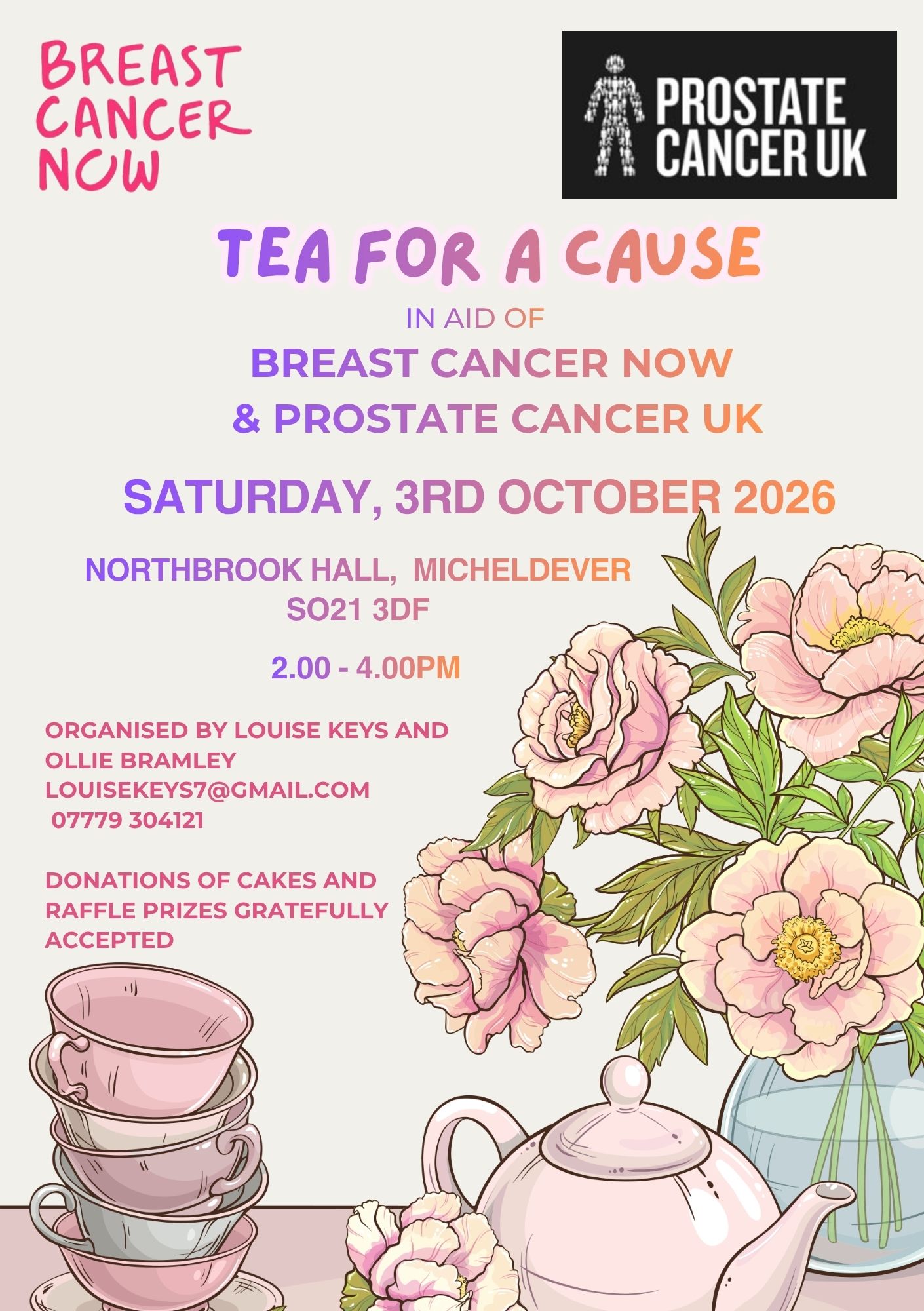 Tea for a Cause - Breast Cancer Now & Prostate Cancer October 2025